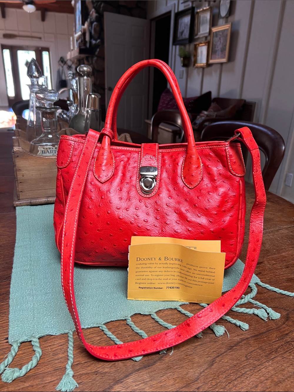 Dooney & Bourke Red Ostrich Leather Satchel